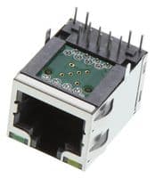 RJE1A1885411 - AMPHENOL COMMUNICATIONS SOLUTIONS - RJE1A1885411 - Modular Connector, RJ45 Jack, 1 x 1 (Port), 8P8C, Cat5e, Through Hole Mount