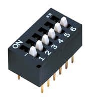 CES-0602MC - NIDEC COMPONENTS - CES-0602MC - DIP / SIP Switch, 6 Circuits, Raised Slide, Through Hole, 6PST-NO, 6 V, 100 mA