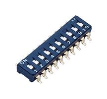 CFS-1000TA - NIDEC COMPONENTS - CFS-1000TA - DIP / SIP Switch, 10 Circuits, Slide, Surface Mount, 10PST-NO, 6 V, 100 mA