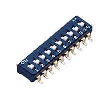 CFS-1002TB - NIDEC COMPONENTS - CFS-1002TB - DIP / SIP Switch, 10 Circuits, Slide, Surface Mount, 10PST-NO, 6 V, 100 mA