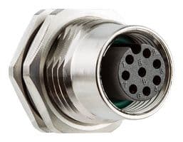 SM12A-08PFFS-SF8001 - AMPHENOL LTW - SM12A-08PFFS-SF8001 - Sensor Connector, M12, Female, 8 Positions, Solder Socket, Straight Panel Mount