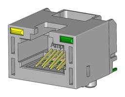 RJE3A1880412 - AMPHENOL COMMUNICATIONS SOLUTIONS - RJE3A1880412 - Modular Connector, RJ45 Jack, 1 x 1 (Port), 8P8C, Cat5e, Surface Mount