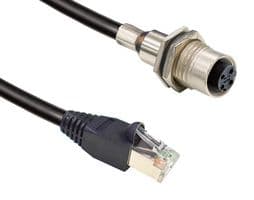 MSDS-04PFFJ-SF8AA5 - AMPHENOL LTW - MSDS-04PFFJ-SF8AA5 - Sensor Cable, D Coded, M12 Receptacle, RJ45 Plug, 4 Positions, 500 mm, 19.7 ", M Series