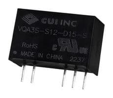 VQA3S-S5-D18-S - CUI - VQA3S-S5-D18-S - Isolated Through Hole DC/DC Converter, ITE, 1:1, 3 W, 2 Output, 18 V, 80 mA