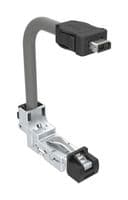 DRPC51A005A40 - AMPHENOL COMMUNICATIONS SOLUTIONS - DRPC51A005A40 - Ethernet Cable, Cat6a, IX Type A Plug to 90° RJ45 Plug, SFTP (Screened Foiled Twisted Pair), Grey