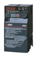 FR-E820S-0008-4-60 - MITSUBISHI - FR-E820S-0008-4-60 - Inverter, Induction/Permanent Magnet Motor, 1-Phase, 800 mA, 200-240 VAC, 100W, IP20, FR-E800 Series