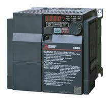 FR-E820S-0110-4-60 - MITSUBISHI - FR-E820S-0110-4-60 - Inverter, Induction/Permanent Magnet Motor, 1-Phase, 11 A, 200-240 VAC, 2.2 kW, IP20, FR-E800 Series