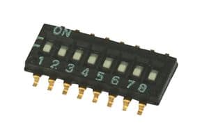 97C02ST - GRAYHILL - 97C02ST - DIP / SIP Switch, 2 Circuits, Flush Slide, Surface Mount, SPST-NC, 24 V, 25 mA