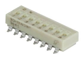 90HBW02PRT - GRAYHILL - 90HBW02PRT - DIP / SIP Switch, 2 Circuits, Flush Slide, Surface Mount, SPST-NC, 6 V, 100 mA