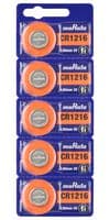 CR1216 - MURATA - CR1216 - Battery, 3 V, CR1216, Lithium Manganese Dioxide, 30 mAh, Pressure Contact, 5