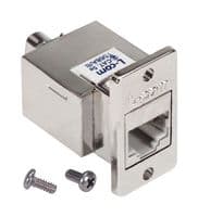 ECF110C5E-S - L-COM - ECF110C5E-S - Modular Connector, RJ45 Jack, 1 x 1 (Port), 8P8C, Cat5e, Panel Mount