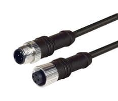 M12M12F5A-0.5 - L-COM - M12M12F5A-0.5 - Sensor Cable, M12 Plug, M12 Receptacle, 5 Positions, 500 mm, 19.7 ft, M12M12F5A Series