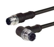 M12M12R4D-2 - L-COM - M12M12R4D-2 - Sensor Cable, M12 Plug, 90° M12 Plug, 4 Positions, 2 m, 6.6 ft, M12M12R4D Series