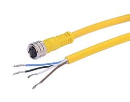 TRG425-C4Y-1M - L-COM - TRG425-C4Y-1M - Sensor Cable, M8 Receptacle, Free End, 4 Positions, 1 m, 3.3 ft, Brad, Nano-Change Series
