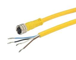 TRG425-C4Y-5M - L-COM - TRG425-C4Y-5M - Sensor Cable, M8 Receptacle, Free End, 4 Positions, 5 m, 16.4 ft, Brad, Nano-Change Series