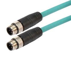 TRG501-T4T-1M - L-COM - TRG501-T4T-1M - Sensor Cable, D Coded, M12 Plug, M12 Plug, 4 Positions, 1 m, 3.3 ft, TRG501-T4T Series