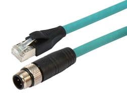 TRG504-T4T-10M - L-COM - TRG504-T4T-10M - Sensor Cable, D Coded, M12 Plug, RJ45 Plug, 4 Positions, 10 m, 32.8 ft, TRG504-T4T Series