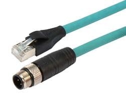 TRG504-T4T-2M - L-COM - TRG504-T4T-2M - Sensor Cable, D Coded, M12 Plug, RJ45 Plug, 4 Positions, 2 m, 6.6 ft, TRG504-T4T Series