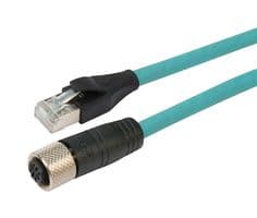 TRG506-T4T-10M - L-COM - TRG506-T4T-10M - Sensor Cable, M12 Receptacle, RJ45 Plug, 4 Positions, 10 m, 32.8 ft, TRG506-T4T Series