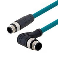 TRG507-T4T-10M - L-COM - TRG507-T4T-10M - Sensor Cable, D Coded, M12 Plug, 90° M12 Plug, 4 Positions, 10 m, 32.8 ft, TRG507-T4T Series