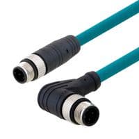 TRG507-T4T-1M - L-COM - TRG507-T4T-1M - Sensor Cable, D Coded, M12 Plug, 90° M12 Plug, 4 Positions, 1 m, 3.3 ft, TRG507-T4T Series