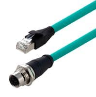 TRG611-T6T-10M - L-COM - TRG611-T6T-10M - Sensor Cable, X Coded, M12 Receptacle, RJ45 Plug, 8 Positions, 10 m, 32.8 ft, TRG611-T6T Series