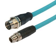 TRG626-T6T-2M - L-COM - TRG626-T6T-2M - Sensor Cable, X Coded, M12 Plug, M12 Receptacle, 8 Positions, 2 m, 6.6 ft, TRG626-T6T Series