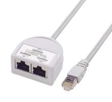 ECS801-1 - L-COM - ECS801-1 - Ethernet Cable, Cat5e, RJ45 Plug to 2x RJ45 Jack, Light Grey, 304.8 mm, 12 ft