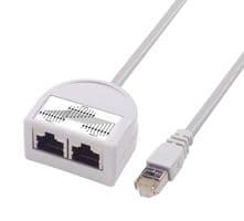 ECS803-1 - L-COM - ECS803-1 - Ethernet Cable, Cat5e, RJ45 Plug to 2x RJ45 Jack, Light Grey, 304.8 mm, 12 ft