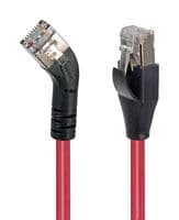 TRD645RSRED-5 - L-COM - TRD645RSRED-5 - Ethernet Cable, Cat6, 45° RJ45 Plug to RJ45 Plug, FTP (Foiled Twisted Pair), Red, 1.5 m, 5 ft
