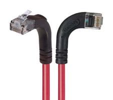 TRD695RA12RD-25 - L-COM - TRD695RA12RD-25 - Ethernet Cable, Cat6, 90° RJ45 Plug to 90° RJ45 Plug, UTP (Unshielded Twisted Pair), Red, 7.6 m