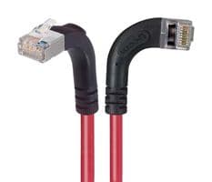 TRD695SRA12RD-1 - L-COM - TRD695SRA12RD-1 - Ethernet Cable, Cat6, 90° RJ45 Plug to 90° RJ45 Plug, FTP (Foiled Twisted Pair), Red, 304.8 mm