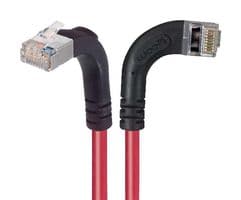 TRD695SRA12RD-2 - L-COM - TRD695SRA12RD-2 - Ethernet Cable, Cat6, 90° RJ45 Plug to 90° RJ45 Plug, FTP (Foiled Twisted Pair), Red, 609.6 mm