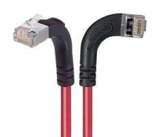TRD695SRA12RD-30 - L-COM - TRD695SRA12RD-30 - Ethernet Cable, Cat6, 90° RJ45 Plug to 90° RJ45 Plug, FTP (Foiled Twisted Pair), Red, 9.1 m