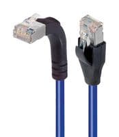 TRD695SRA2BL-1 - L-COM - TRD695SRA2BL-1 - Ethernet Cable, Cat6, 90° RJ45 Plug to RJ45 Plug, FTP (Foiled Twisted Pair), Blue, 304.8 mm, 1 ft