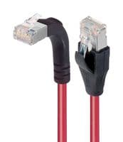 TRD695SRA2RD-25 - L-COM - TRD695SRA2RD-25 - Ethernet Cable, Cat6, 90° RJ45 Plug to RJ45 Plug, FTP (Foiled Twisted Pair), Red, 7.6 m, 25 ft