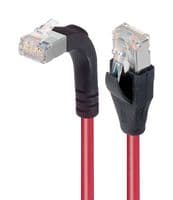 TRD695SRA2RD-7 - L-COM - TRD695SRA2RD-7 - Ethernet Cable, Cat6, 90° RJ45 Plug to RJ45 Plug, FTP (Foiled Twisted Pair), Red, 2.1 m, 7 ft