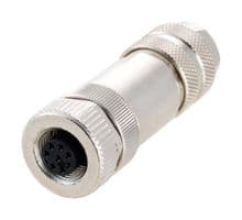M12FT8AFS - L-COM - M12FT8AFS - Sensor Connector, M12, Female, 8 Positions, Screw Socket, Straight Cable Mount