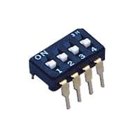 CFS-0402MC - NIDEC COMPONENTS - CFS-0402MC - DIP / SIP Switch, 4 Circuits, Slide, Through Hole, SPST-NO, 6 V, 100 mA