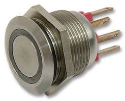 MPI002/28/BL - BULGIN / PARTNER STOCK - MPI002/28/BL - Vandal Resistant Switch, MPI002 Series, 19.2 mm, SPST-NO, Momentary, Round Flush, Natural