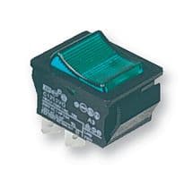 C1353VQNAC - BULGIN / PARTNER STOCK - C1353VQNAC - Rocker Switch, Off-On, DPST, Illuminated, Panel Mount, Green, 1350 Series
