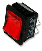 C1353VQNAA - BULGIN / PARTNER STOCK - C1353VQNAA - Rocker Switch, Off-On, DPST, Illuminated, Panel Mount, Red, 1350 Series