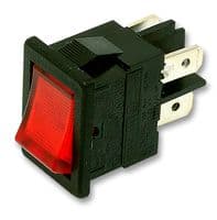 H8553VBNAF - BULGIN / PARTNER STOCK - H8553VBNAF - Rocker Switch, Off-On, DPST, Illuminated, Panel Mount, Red, 8500 Series