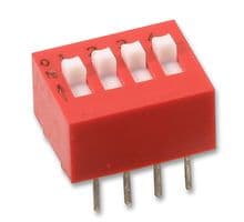 78B04ST - GRAYHILL - 78B04ST - DIP / SIP Switch, 4 Circuits, Slide, Through Hole, SPST, 30 VDC, 150 mA