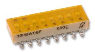 90HBW08PT - GRAYHILL - 90HBW08PT - DIP / SIP Switch, 8 Circuits, Slide, Surface Mount, SPST, 30 V, 100 mA