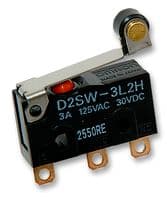 D2SW-01L2T - OMRON ELECTRONIC COMPONENTS - D2SW-01L2T - Microswitch, Subminiature, Roller Lever, SPDT, Quick Connect, Solder, 100 mA, 30 V