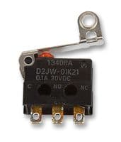 D2JW-01K21 - OMRON ELECTRONIC COMPONENTS - D2JW-01K21 - Microswitch, Snap Action, Roller Lever, SPDT, Solder, 100 mA, 30 VDC