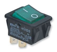 C1353ABNAB - BULGIN / PARTNER STOCK - C1353ABNAB - Rocker Switch, On-Off, DPST, Illuminated, Panel Mount, Green, 1350 Series