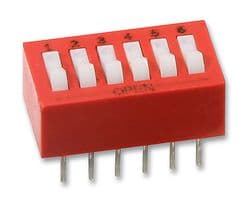 76SB06T - GRAYHILL - 76SB06T - DIP / SIP Switch, 6 Circuits, Rocker, Through Hole, SPST, 30 VDC, 150 mA