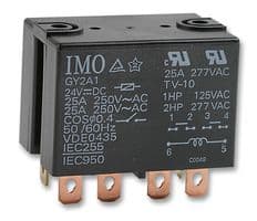 HY2A124DC - IMO PRECISION CONTROLS - HY2A124DC - General Purpose Relay, HY Series, Power, Non Latching, DPST-NO, 24 VDC, 25 A